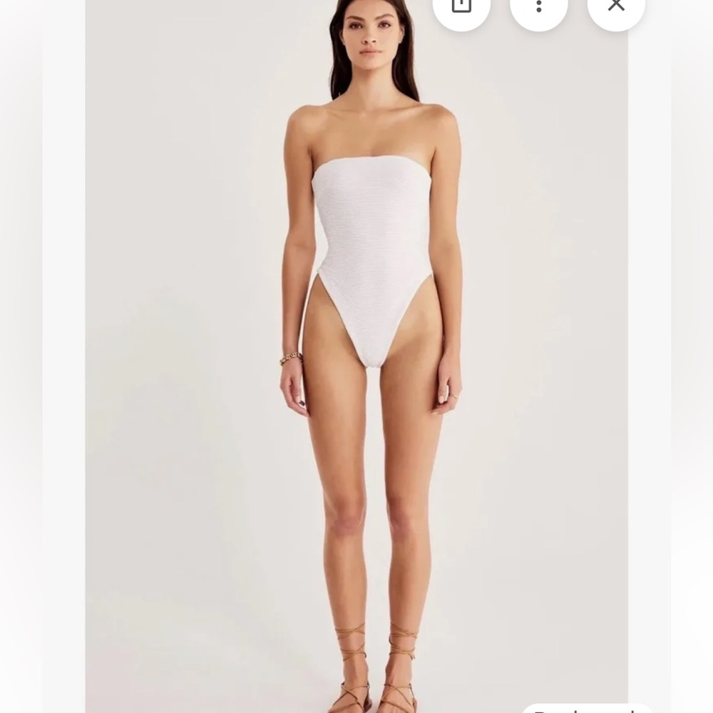NWT—Rumer The Label White One-Piece Swimsuit - Textured High-Cut Style
